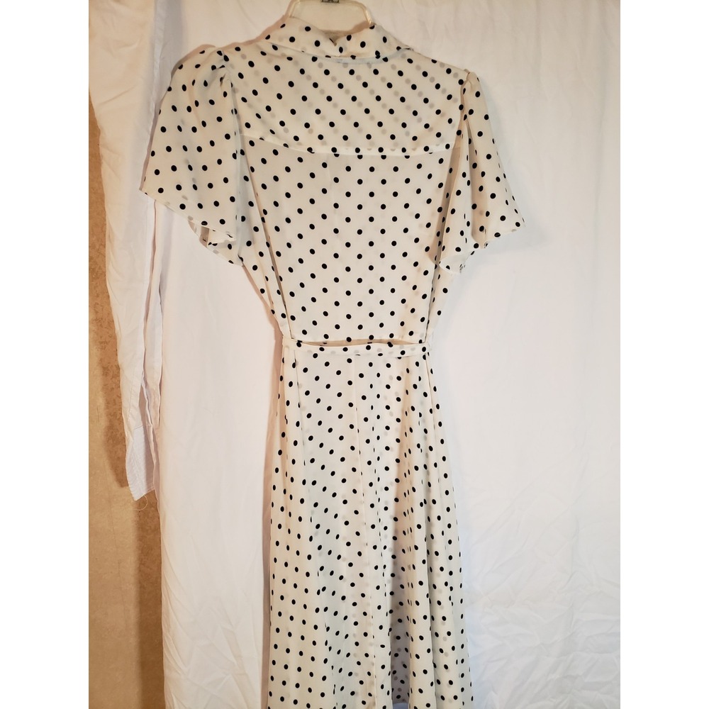 Women's Nanette Lepore Black And White Short Sleeve Polka Dot Dress Size 4 - Picture 2 of 3